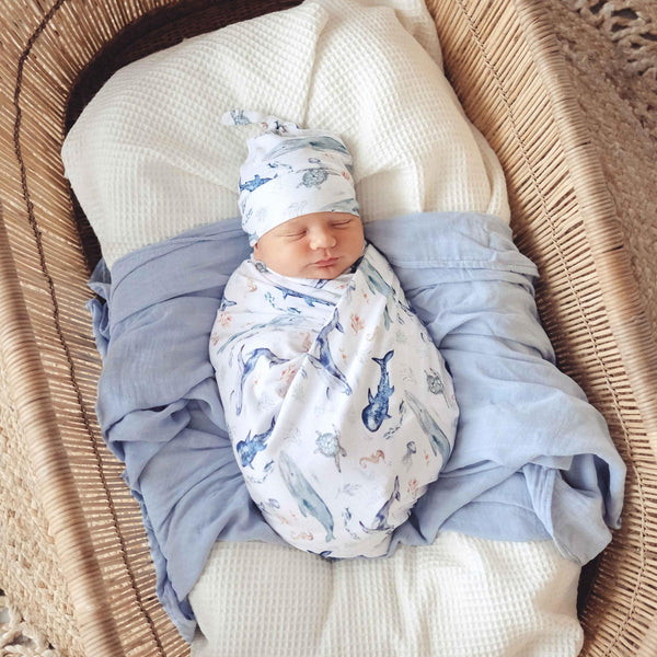 Baby Blanket - Save our Seas with matching Beanie