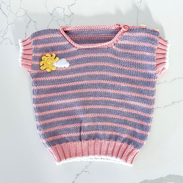 Knitted Body Warmers - Pink and Purple