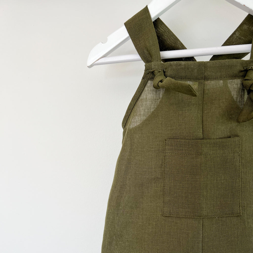 Linen Romper - olive