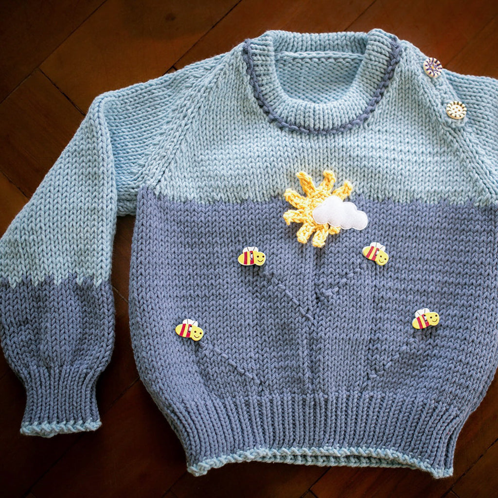 Knitted Pullover - Sky & Breezy Blue