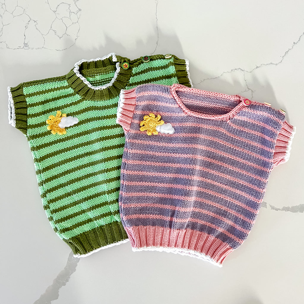 Knitted Body Warmers - Pink and Purple