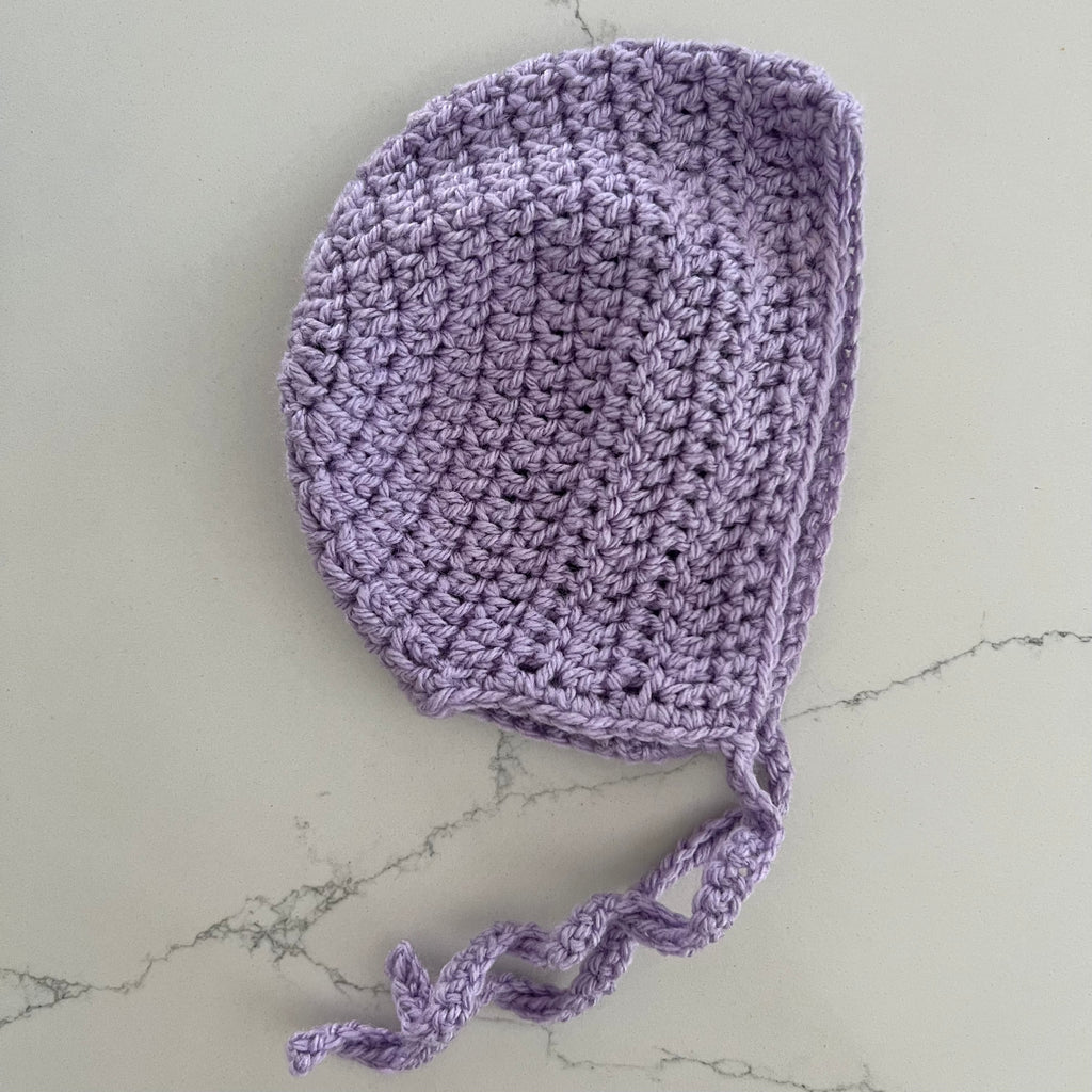Crochet Bonnet Lilac 6-18 months