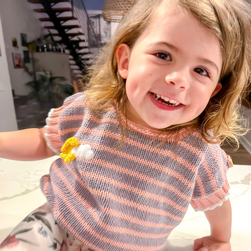 Knitted Body Warmers - Pink and Purple