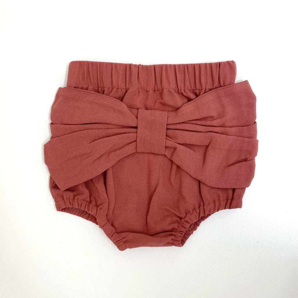 Dusty Rose bow bloomer 3-6, 6-12 months