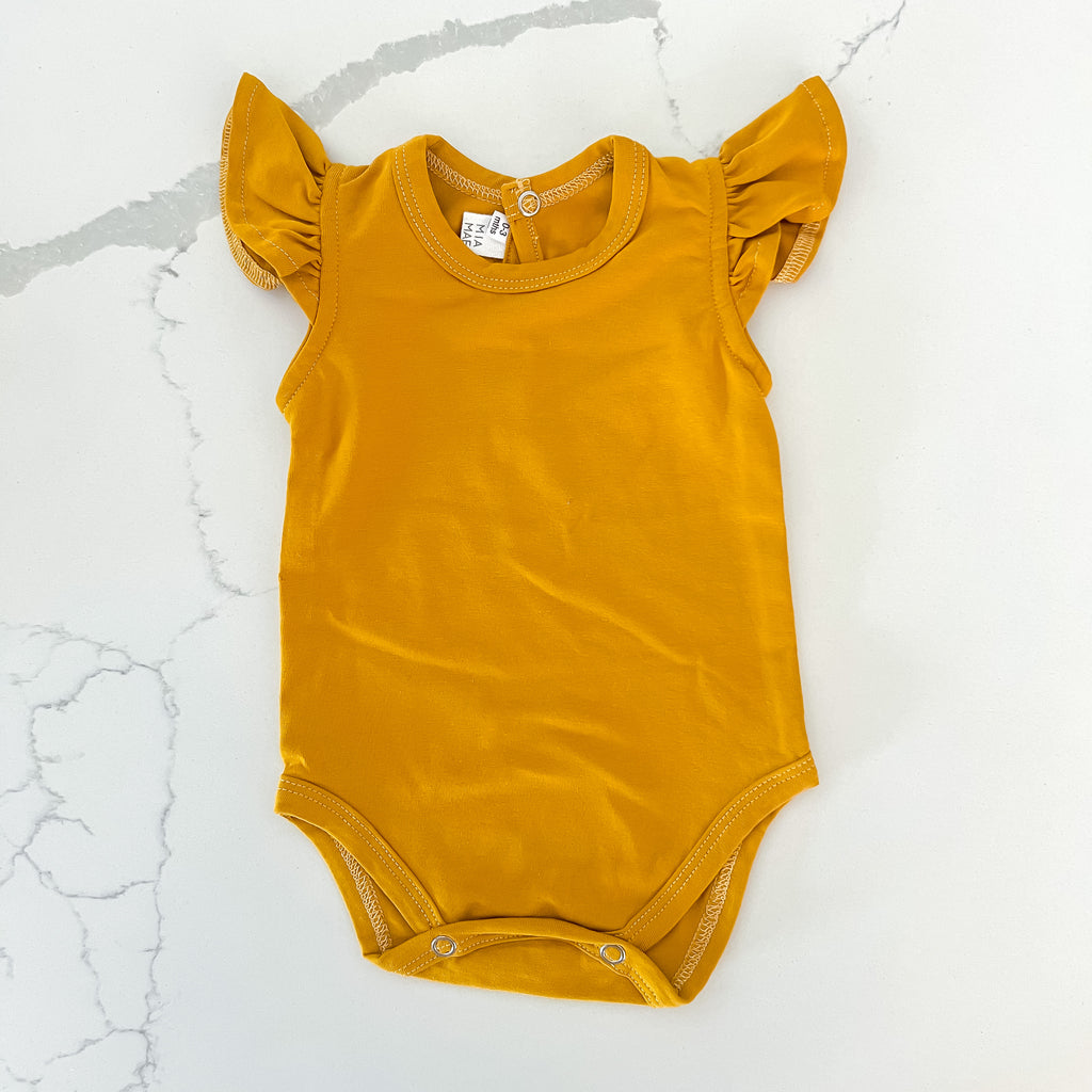 Mustard Frilly onesie 0 - 3 months