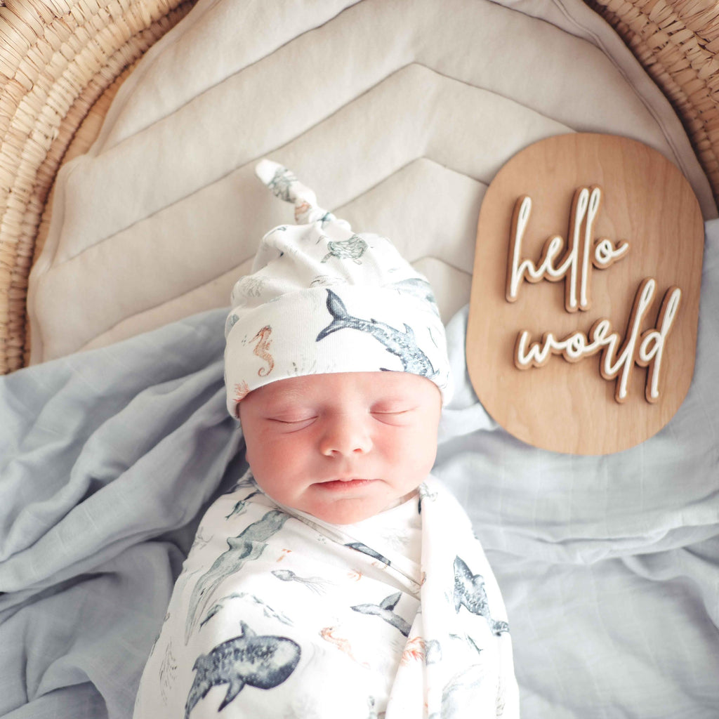 Baby Blanket - Save our Seas with matching Beanie